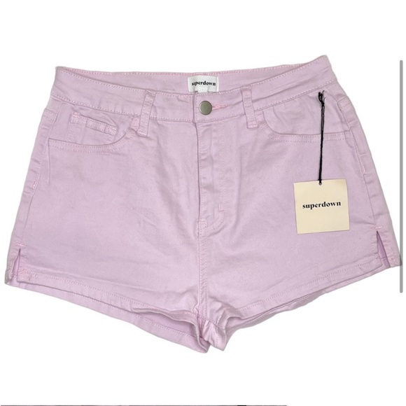 Revolve x SuperDown Pink Leola Lilac Denim Shorts - Picture 2 of 7